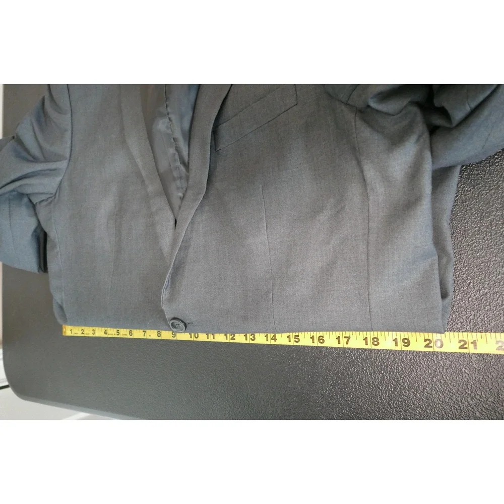 Kenneth Cole Reaction Mens Single Breasted Blazer Size 42L Gray Corporate Career
